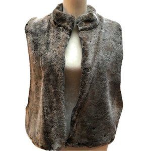 Gray Faux Fur Vest La Fete Size 2XL 3XL Plus Zipper  Full Zip Up Sexy Sleeveless